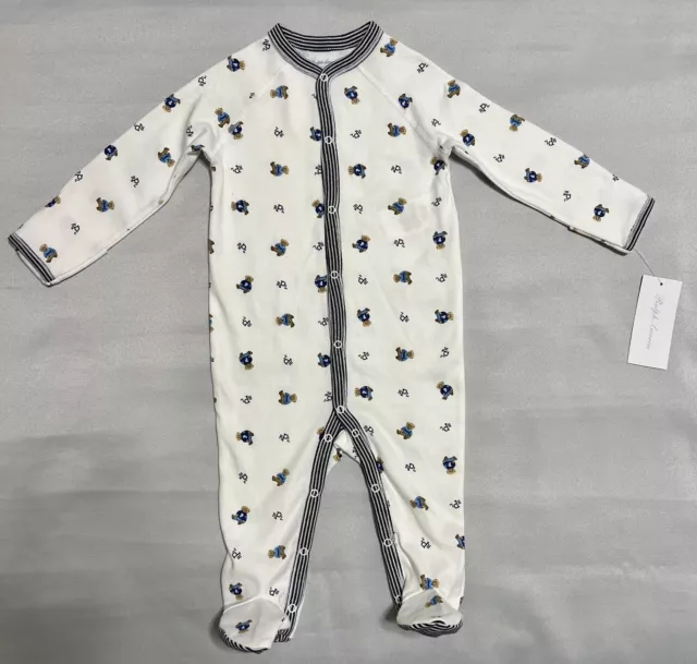 Polo Ralph Lauren Baby Boy Polo Bear Cotton Footed Coverall . Size - 6 Months
