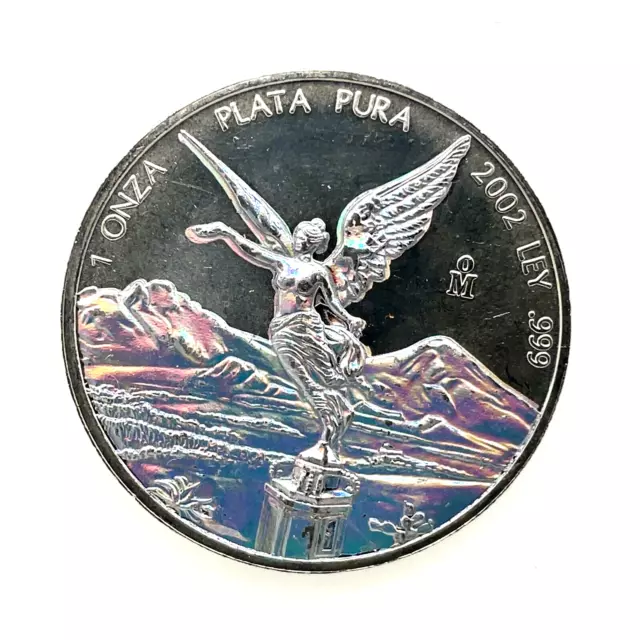 2002 Mexico Hologram 'Libertad' 1 oz .999 Fine Silver One Onza Plata Pura -Rare.