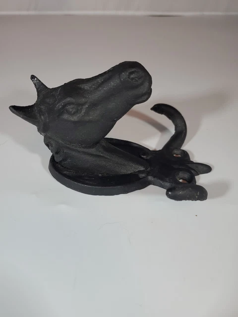 Vintage Cast Iron Double Hook Horse Head Coat/Towel Hanger