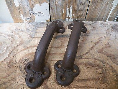 Lot of 2 Rustic New 10" HEAVY Cast Iron LARGE Gate PULLS Handles Barn Shed