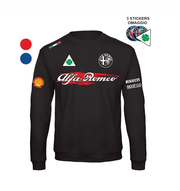 Felpa girocollo ALFA ROMEO Racing Grunge replica corse auto + stickers omaggio