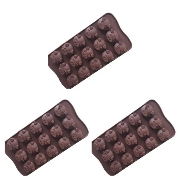 1/2/3 Silicone Animal Head Chocolate Mold 15 Grid Washable Bakery Sugar Mould