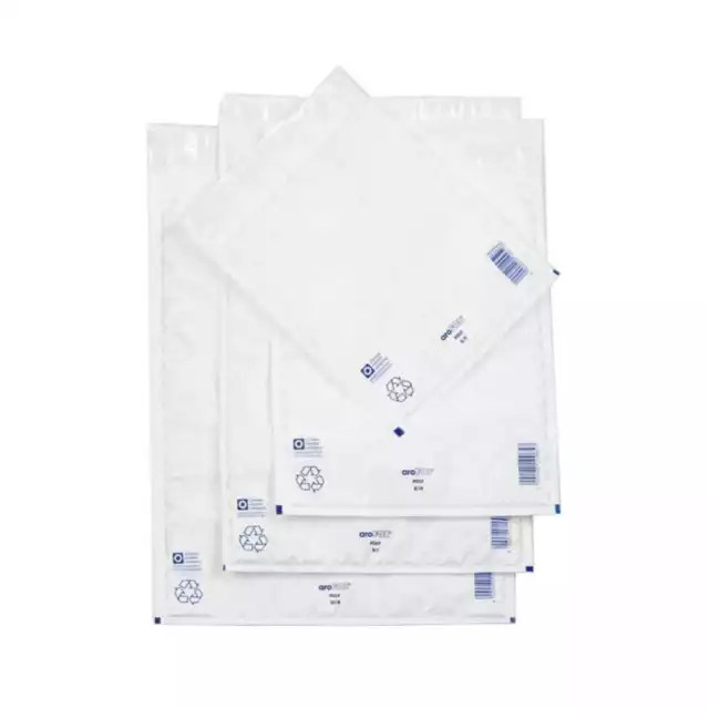 200x pellicole poli AroFOL borse spedizione imbottite d'aria taglia 2/B, 140x225+50 mm, bianche