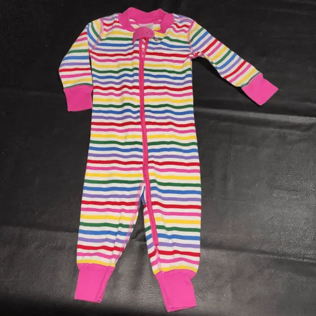Hanna Andersson Girls Pink Rainbow Stripe One Piece Pajamas Sleeper 60 3-6 Month