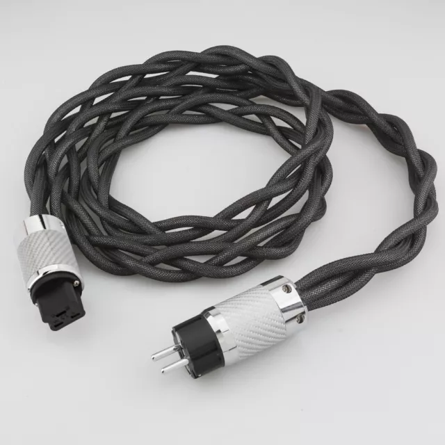 1M HI-End Silver Plated Power Cord UK Hi-Fi Mains Cable Lead C19 20 A IEC