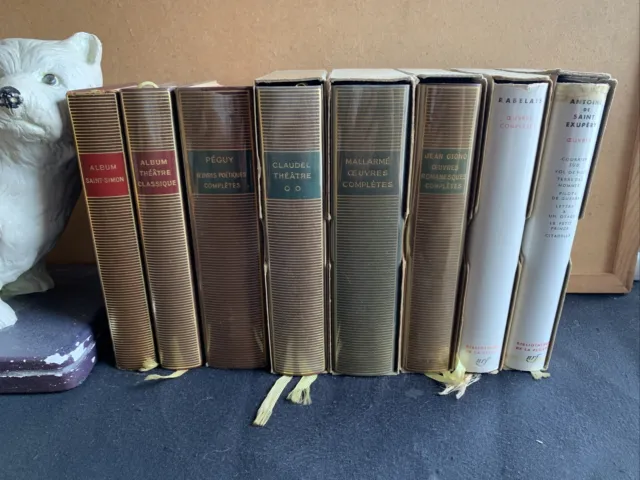 Lot de 8 Bibliothèque de la Pléiade dont Rabelais, Péguy, Mallarmé, Giono