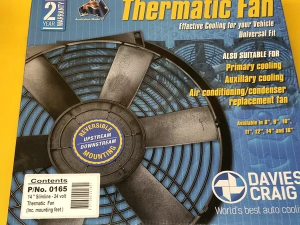 Davies Craig 0165 14" 24V Slim Radiator thermo fan Push or pull electric 3 YrWty