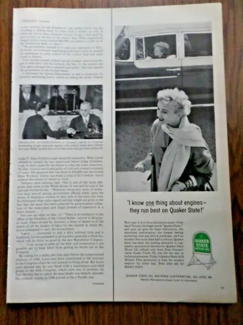 1955 Quaker State Oil Ad I Know 1 thing about Engines Run Best on QS