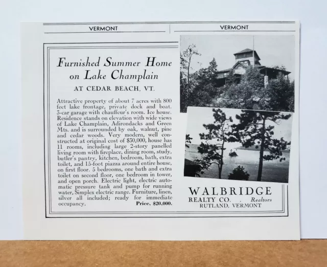 Roxbury Hall Virginia Williams 1930 PRINT AD PHOTOS Vermont Lake Champlain Home