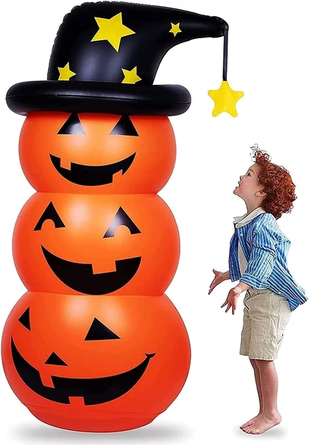Gonfiabile Di Halloween Tre Fantasmi Bianchi Con Zucca, Decorazione Con Luci LED Integrate Lampada Rotante
