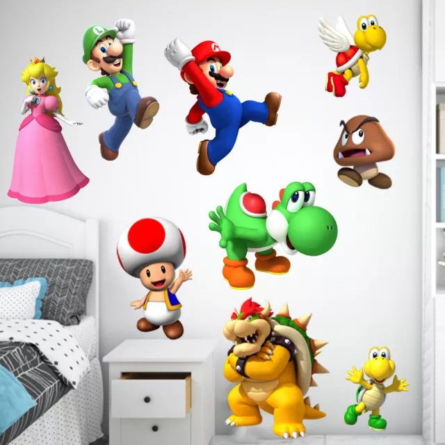 Super Mario Characters kids Bedroom Games  Vinyl Decal Wall Decorative Sticker