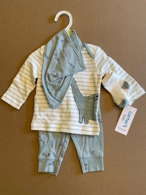 Carter's Baby Dinosaurs Blue 4 pc Size 3 Months