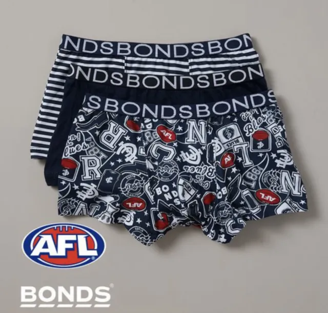 Boys Size 10-12 Genuine BONDS AFL CARLTON BLUES pack of 3 COTTON trunks NEW 130