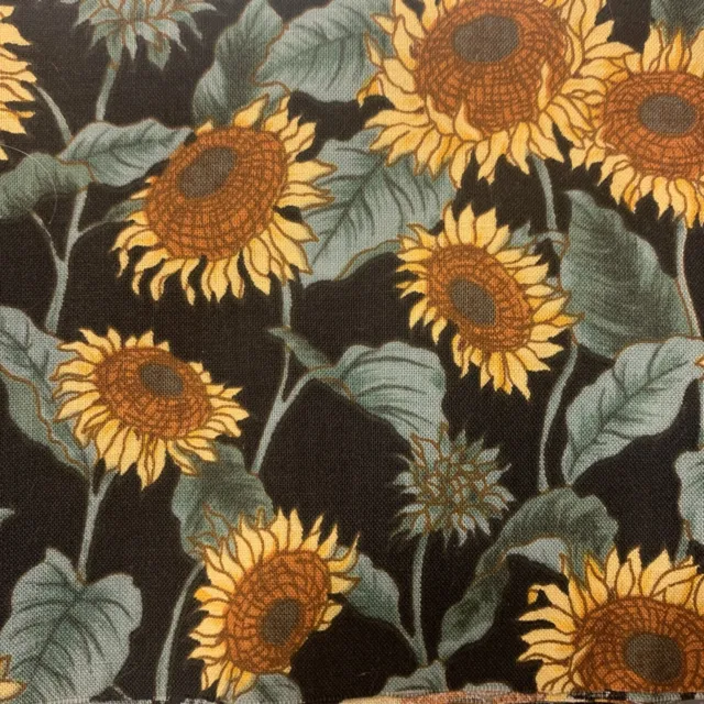 45" 100% cotton novelty floral print fabrics Sunflowers, New, 1/4 yd