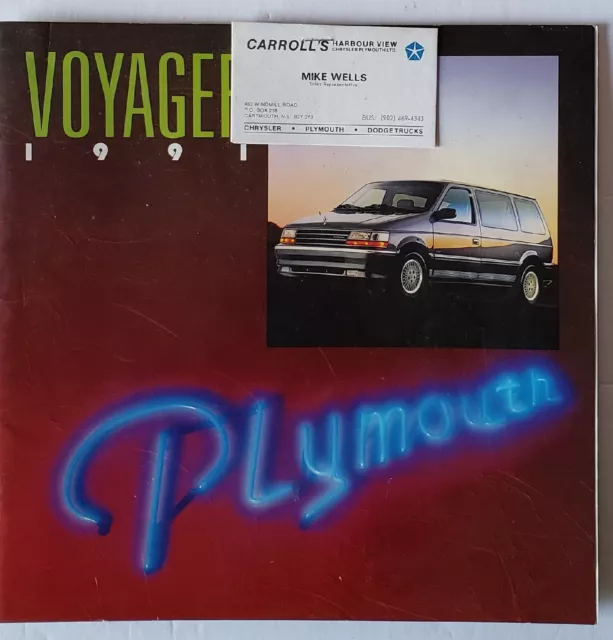 1991 Plymouth Voyager Chrysler Sales Brochure 20pgs + Business Card Canada