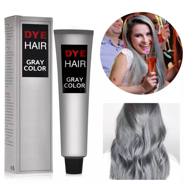 2Pack Light Grey Silver Permanent Hair Dye Color Cream Unisex-Fashion Punk Style 2