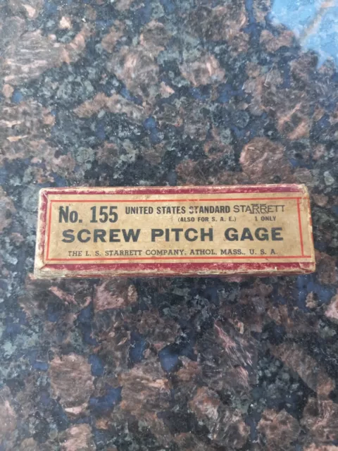 Vintage L. S. Starrett No. 155 Screw Pitch Gage, In Box