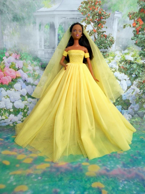 ABITO VESTITO PER Barbie Da Sposa Giallo EUR 10,00 - PicClick IT