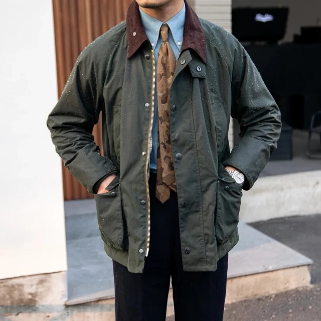 Fashion Men's Oil Wax Safari Jacket Oliver Waterproof Vintage Motorcycle Coats
