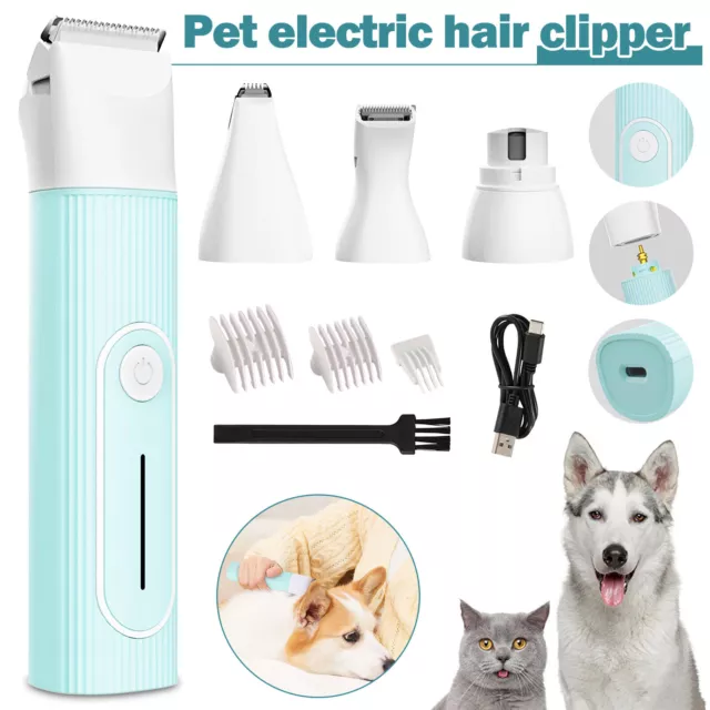 4-In-1 Electric Pet Dog Cat Clippers Hair Grooming Cordless Trimmer Shaver Kit