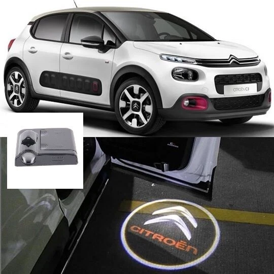 Led Sottoporta Sotto Porta Per Tutte Le Auto Con Logo Citroen No Fili A Batteria