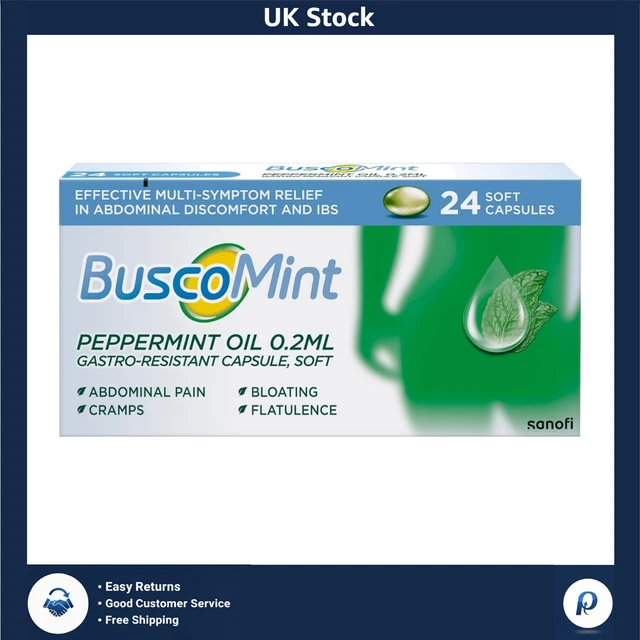 3-IN-1 RELIEF: BUSCOMINT Peppermint Oil Capsules for Abdominal Pain ...