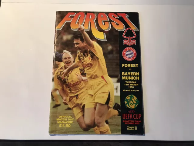 Nottingham Forest v Bayern Munich 1996 UEFA Cup Quarter Final Football Programme