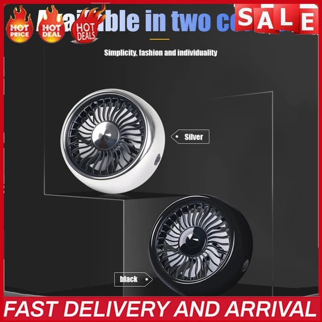 5V USB Car Air Vent Clip Fan 3-Speed 7-Blade LED Backlit for 12V 24V Vehicle