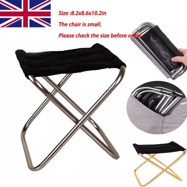 Folding Stool Portable Seat Adjustable Outdoor Chair Camping Equipment Pocket UK