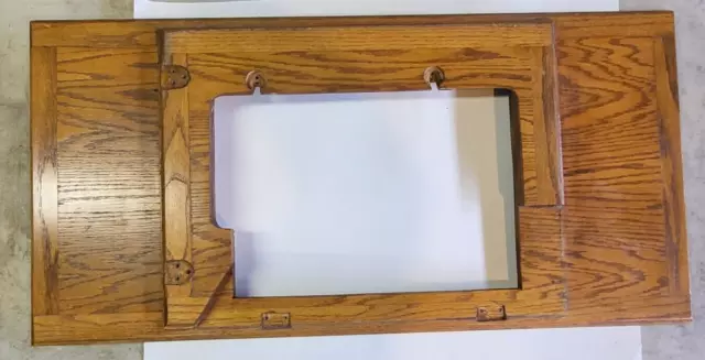 Singer Treadle Sewing Machine Large Wood Cabinet Table Top Oak Antique