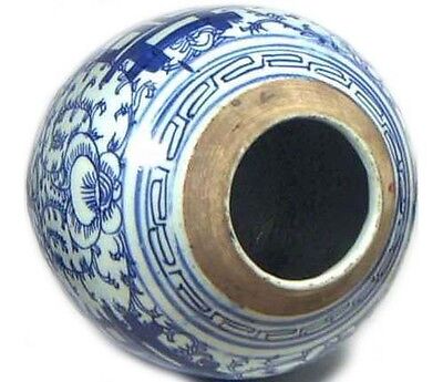 Ancien Porcelaine Bleu+Blanc “ Ming Style ” Vase Énorme 19thC Chine Main Peint 3