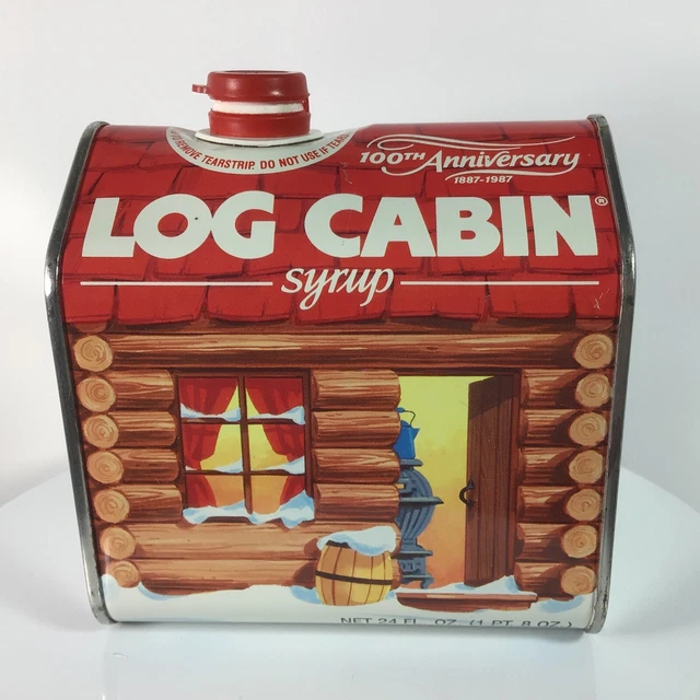 VINTAGE LOG CABIN Syrup Tin Can 100th Anniversary 18871987 General