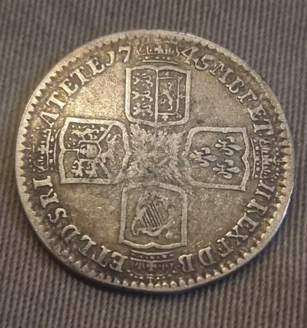 1745 Lima Shilling - George II British Silver Coin - Excellent Grade Example