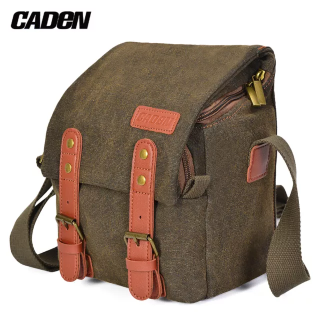CADeN Canvas Camera Shoulder Rucksack Messenger Bag for Nikon Canon Sony Camera/