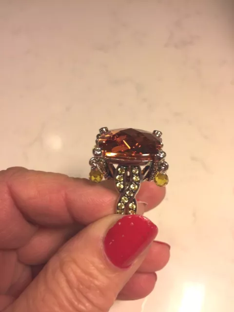 Charles Winston Sterling Silver HUGE Dangle Cubic Zirconia Ring Size 7 1/4-1/2 Charles Winston Sterling Silver HUGE Dangle Cubic Zirconia Ring Size 7 1/4-1/2