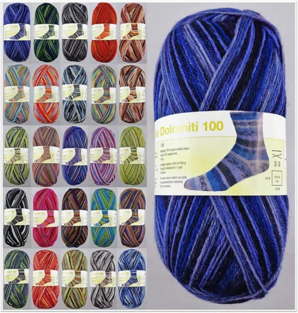 100g Dolomiti 100 Strumpfgarn Sockenwolle 4-fädig GP 39,90 €/kg