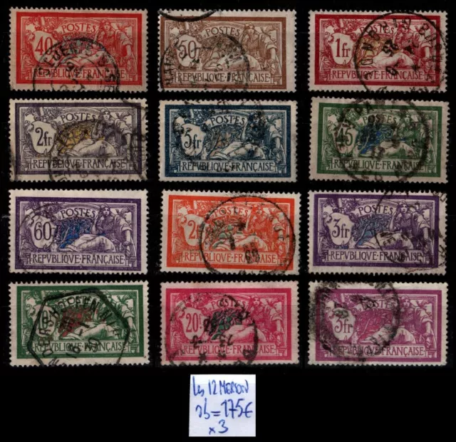 Les 12 MERSON, Oblitérés = Cote 175 € / Lot Timbres France