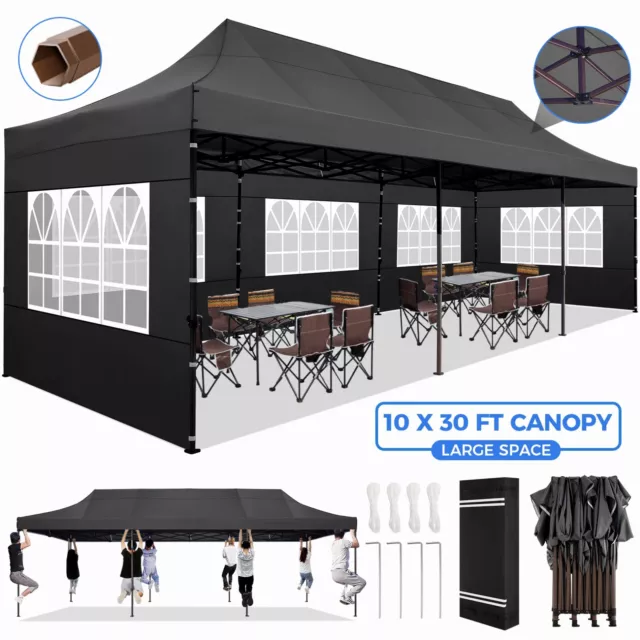 10x30 Heavy Duty Pop Up Canopy Commercial Tent Waterproof Gazebo Outdoor Party