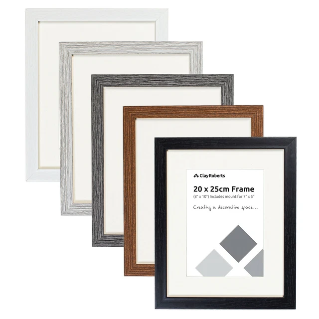 8 x 10 Photo Frame with Mount for 7x5, Black Brown Grey White 10x8 Picture Frame