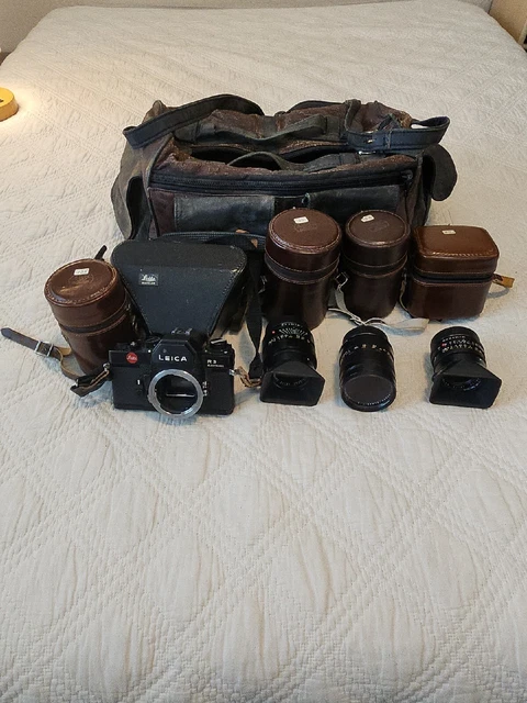 Leica Leitz R3 SLR Camera Black w/ Summicron 1:2/35, Macro-Elmarit f2.8 SLR...