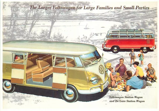 Advertising Postcard Volkswagen Station Wagon & De Luxe Station Wagon