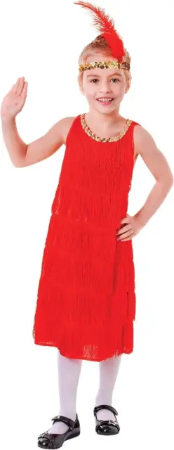 Flapper Rotes Kleid Kinder 20S Charleston Tanz Mädchen Kostüm