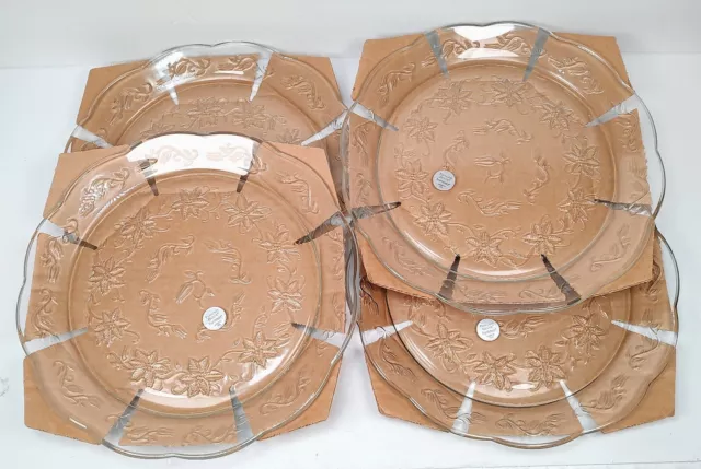 Princess House Fantasia 5287 CLEAR Set of 4 Scalloped Dinner Plates NEW In Box