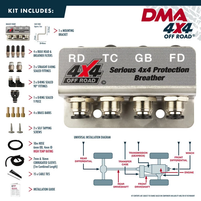 DMA DIFF BREATHER Kit 4 Port Holden Colorado Rg & Rg2 4X4 4Wd EUR 35,08
