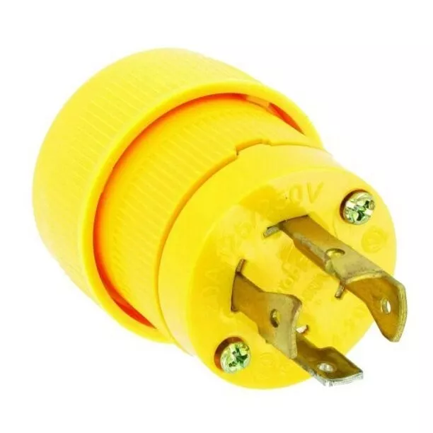 Cooper 3465 Twist-Lock Male Plug L14-20P Yellow Nylon 3-Pole 4-Wire 20A 125/250V