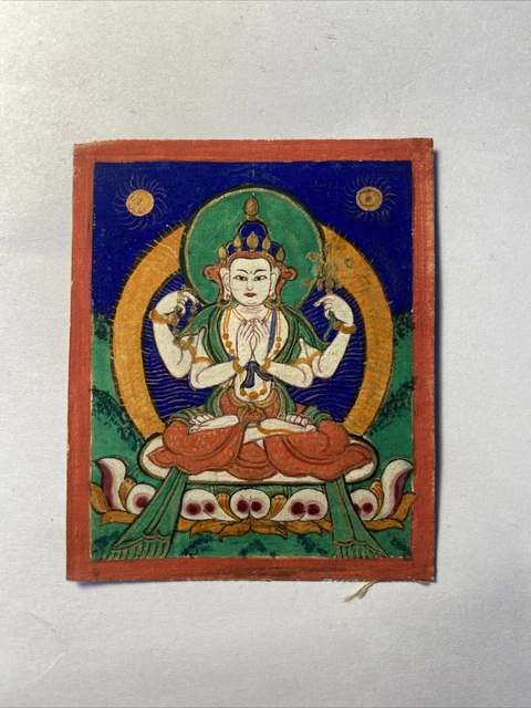 Mongolian Tibetan Buddhist miniature Tsakli Thangka painting  Mongolia 5x6