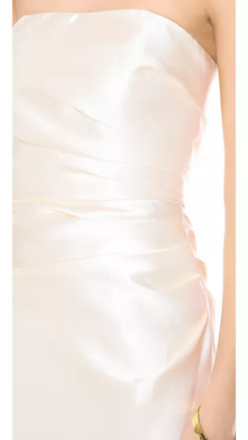 NWT Badgley Mischka Dream Gown in Ivory Exposed Side Zip Strapless Dress 10 3