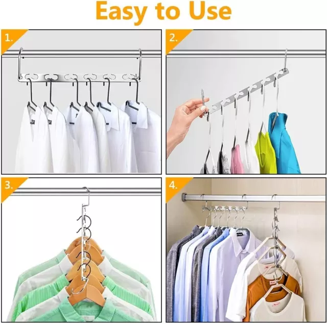 2X Wardrobe Space Saver Saving Wonder Metal Magic Hanger For Clothes