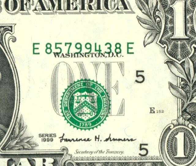 (( ERROR - MISALIGNED )) $1 1999 ((HIGHER GRADE VF+++/XF)) Federal Reserve Note