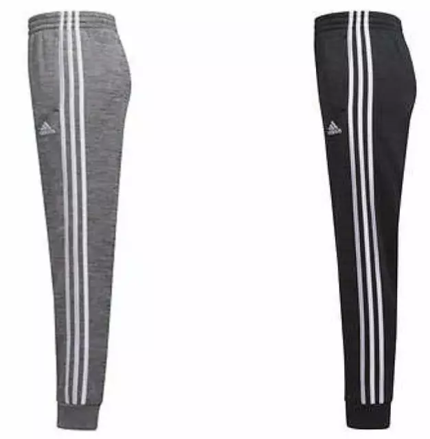 Adidas Boys' Youth Fleece Jogger Sweatpants, Black Heather/Gray S(7/8)-XL(18-20)